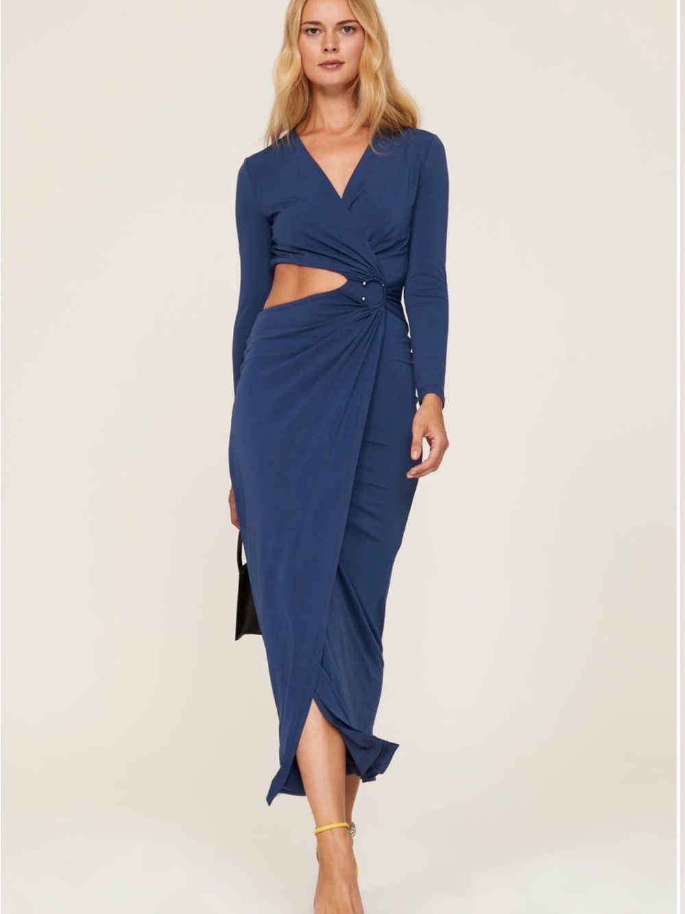 Cutout Wrap Midi Dress with Ring Detail